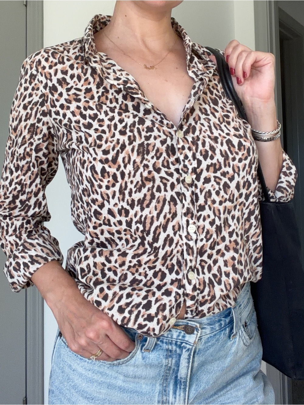 100% Cotton J. Crew Leopard Print Button-Down Shirt